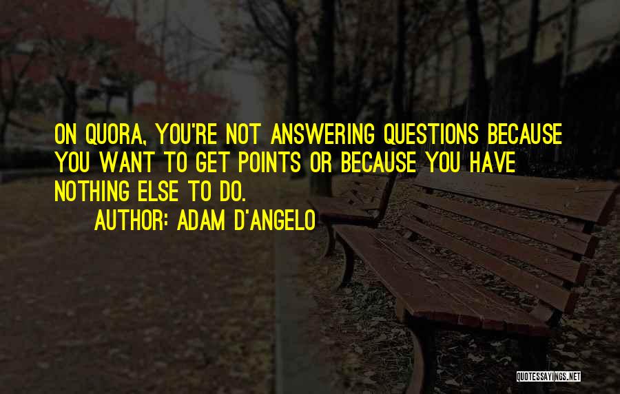 Adam D'Angelo Quotes: On Quora, You're Not Answering Questions Because You Want To Get Points Or Because You Have Nothing Else To Do.