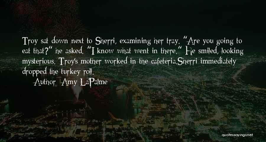 Amy LaPalme Quotes: Troy Sat Down Next To Sherri, Examining Her Tray. Are You Going To Eat That? He Asked. I Know What
