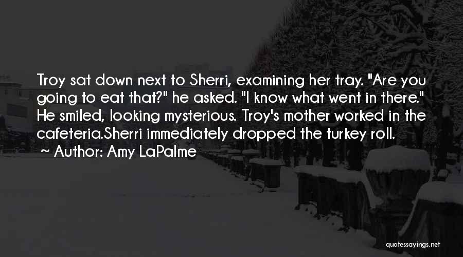 Amy LaPalme Quotes: Troy Sat Down Next To Sherri, Examining Her Tray. Are You Going To Eat That? He Asked. I Know What