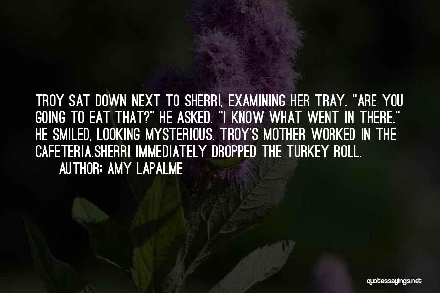 Amy LaPalme Quotes: Troy Sat Down Next To Sherri, Examining Her Tray. Are You Going To Eat That? He Asked. I Know What