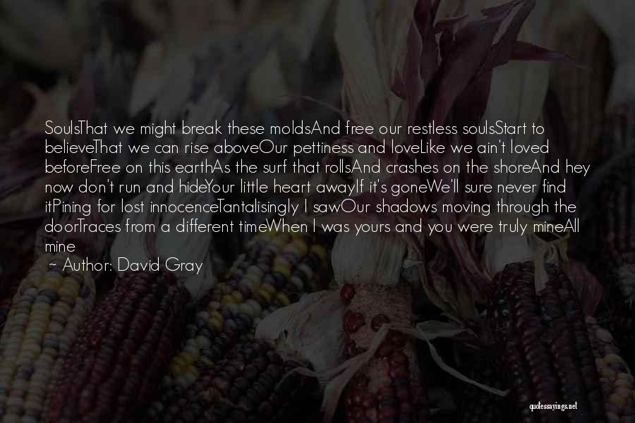 David Gray Quotes: Soulsthat We Might Break These Moldsand Free Our Restless Soulsstart To Believethat We Can Rise Aboveour Pettiness And Lovelike We