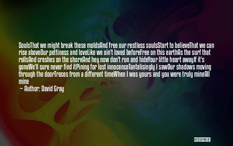 David Gray Quotes: Soulsthat We Might Break These Moldsand Free Our Restless Soulsstart To Believethat We Can Rise Aboveour Pettiness And Lovelike We