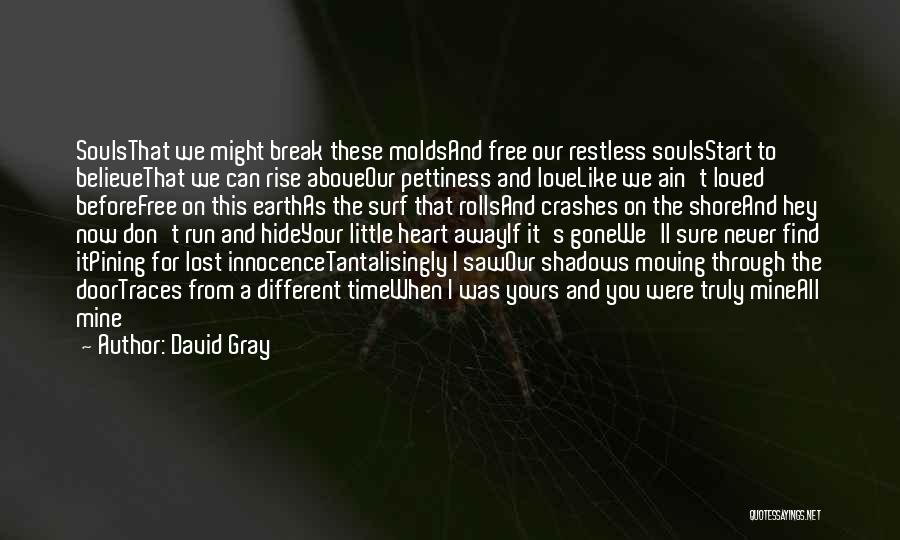 David Gray Quotes: Soulsthat We Might Break These Moldsand Free Our Restless Soulsstart To Believethat We Can Rise Aboveour Pettiness And Lovelike We