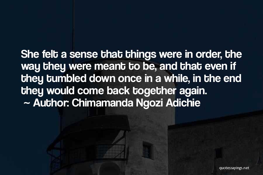 Chimamanda Ngozi Adichie Quotes: She Felt A Sense That Things Were In Order, The Way They Were Meant To Be, And That Even If