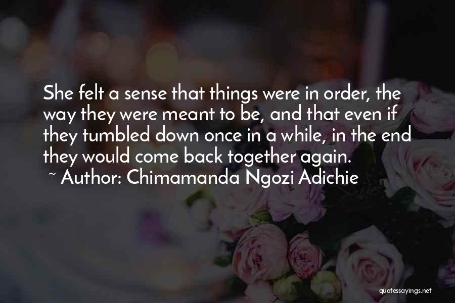 Chimamanda Ngozi Adichie Quotes: She Felt A Sense That Things Were In Order, The Way They Were Meant To Be, And That Even If