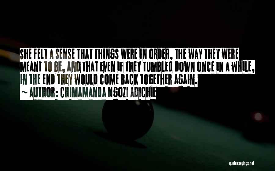 Chimamanda Ngozi Adichie Quotes: She Felt A Sense That Things Were In Order, The Way They Were Meant To Be, And That Even If