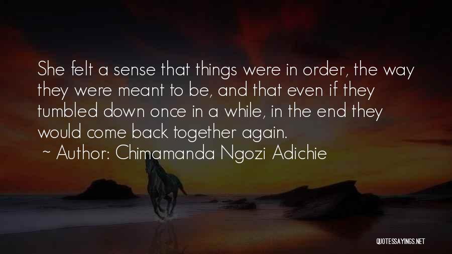 Chimamanda Ngozi Adichie Quotes: She Felt A Sense That Things Were In Order, The Way They Were Meant To Be, And That Even If