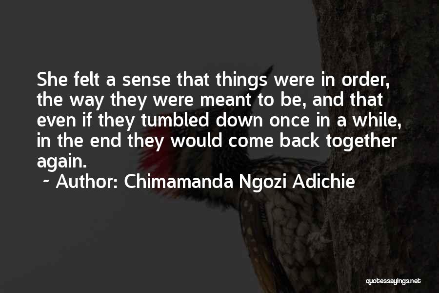 Chimamanda Ngozi Adichie Quotes: She Felt A Sense That Things Were In Order, The Way They Were Meant To Be, And That Even If