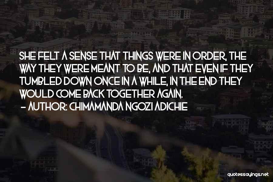 Chimamanda Ngozi Adichie Quotes: She Felt A Sense That Things Were In Order, The Way They Were Meant To Be, And That Even If