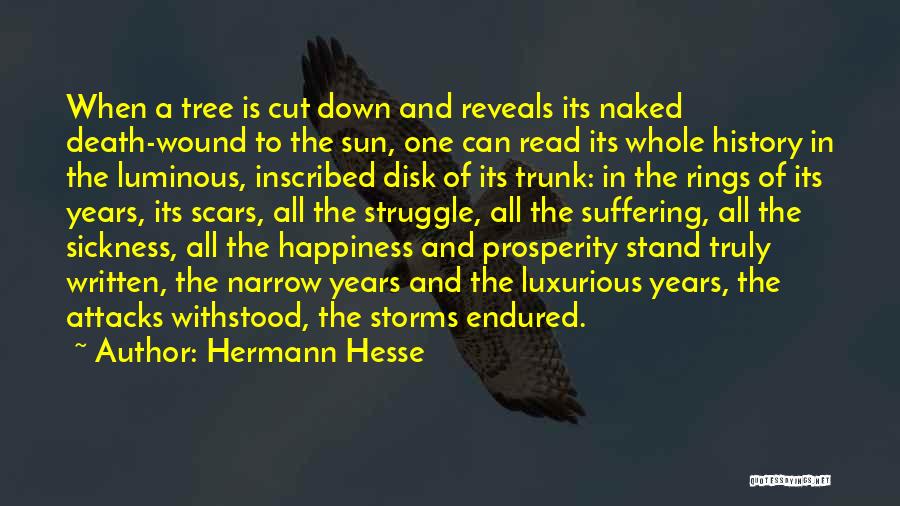 Hermann Hesse Quotes: When A Tree Is Cut Down And Reveals Its Naked Death-wound To The Sun, One Can Read Its Whole History