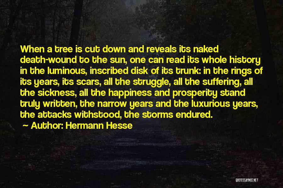 Hermann Hesse Quotes: When A Tree Is Cut Down And Reveals Its Naked Death-wound To The Sun, One Can Read Its Whole History