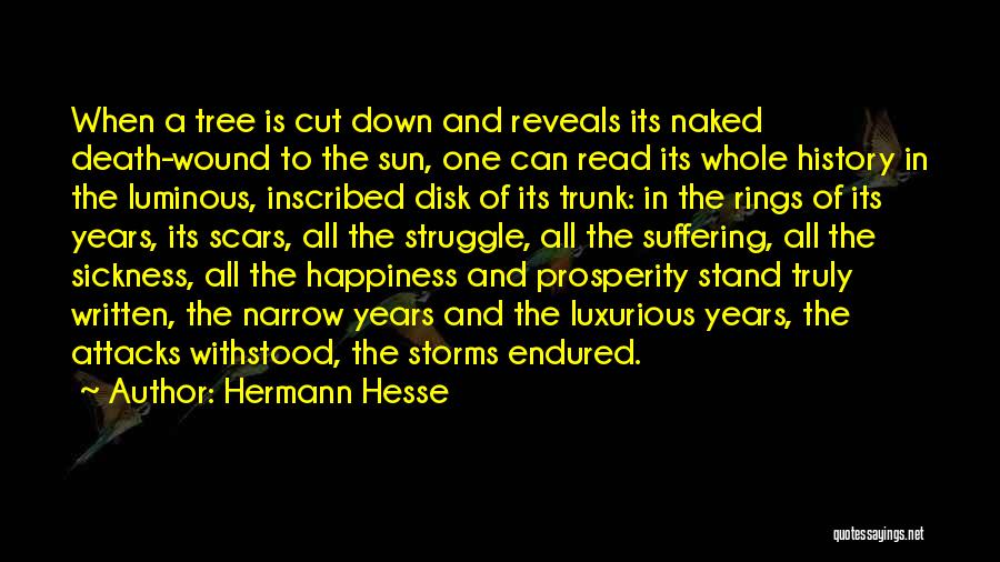 Hermann Hesse Quotes: When A Tree Is Cut Down And Reveals Its Naked Death-wound To The Sun, One Can Read Its Whole History