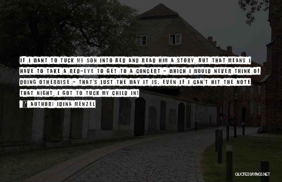 Idina Menzel Quotes: If I Want To Tuck My Son Into Bed And Read Him A Story, But That Means I Have To