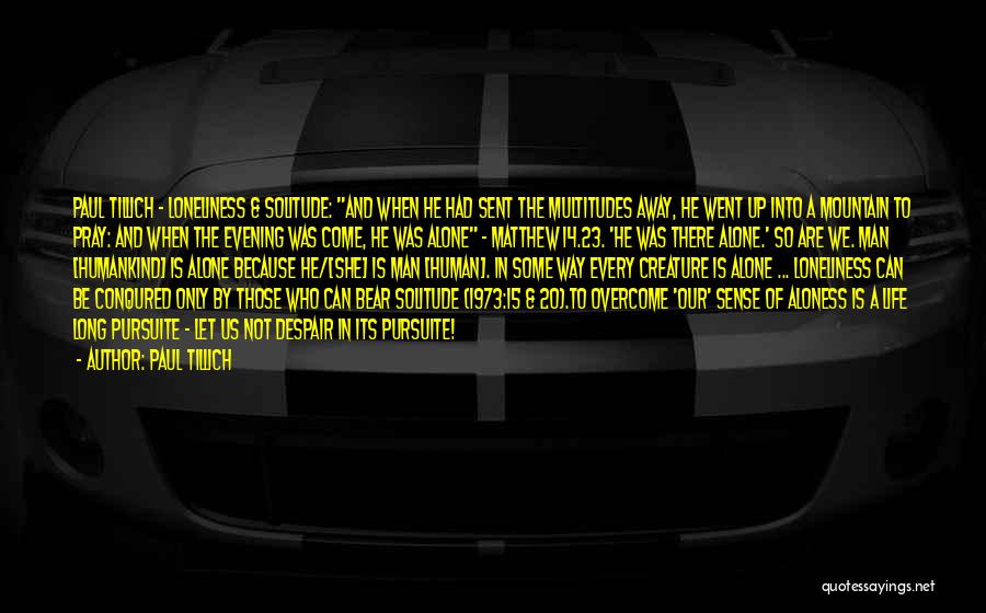 Paul Tillich Quotes: Paul Tillich - Loneliness & Solitude: And When He Had Sent The Multitudes Away, He Went Up Into A Mountain