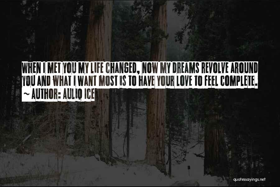 Auliq Ice Quotes: When I Met You My Life Changed, Now My Dreams Revolve Around You And What I Want Most Is To