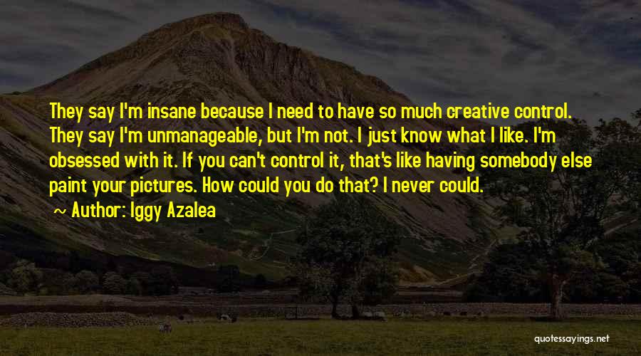 Iggy Azalea Quotes: They Say I'm Insane Because I Need To Have So Much Creative Control. They Say I'm Unmanageable, But I'm Not.