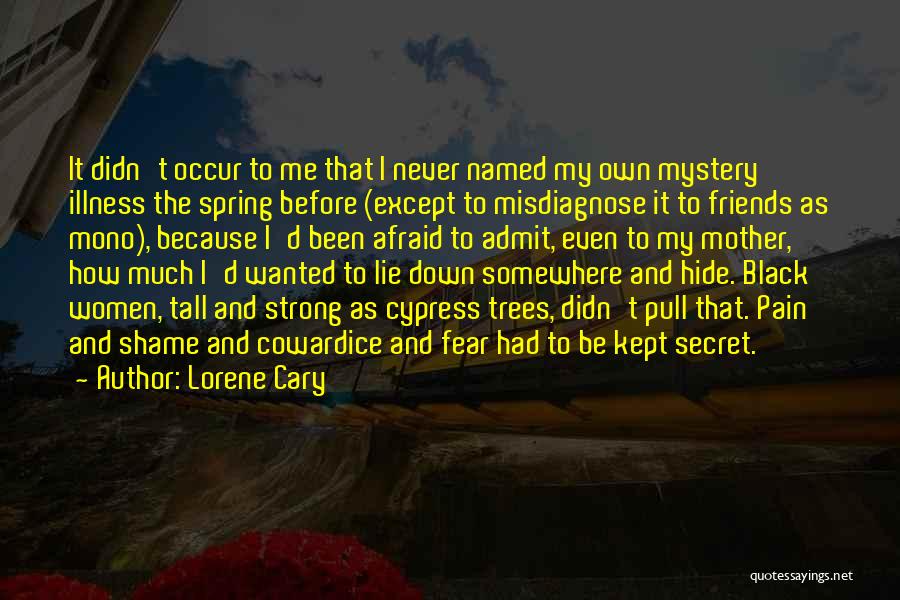 Lorene Cary Quotes: It Didn't Occur To Me That I Never Named My Own Mystery Illness The Spring Before (except To Misdiagnose It