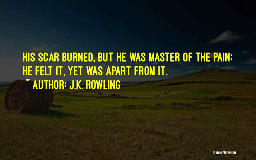 J.K. Rowling Quotes: His Scar Burned, But He Was Master Of The Pain; He Felt It, Yet Was Apart From It.