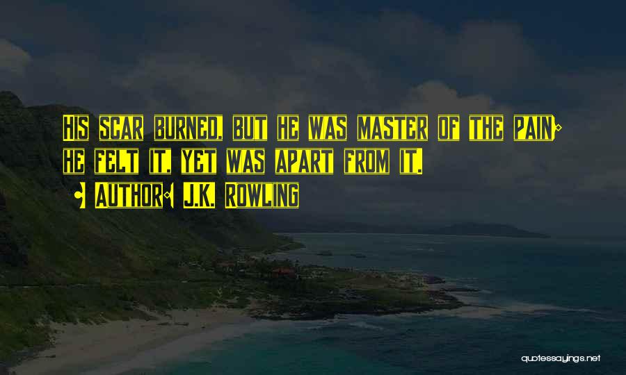 J.K. Rowling Quotes: His Scar Burned, But He Was Master Of The Pain; He Felt It, Yet Was Apart From It.