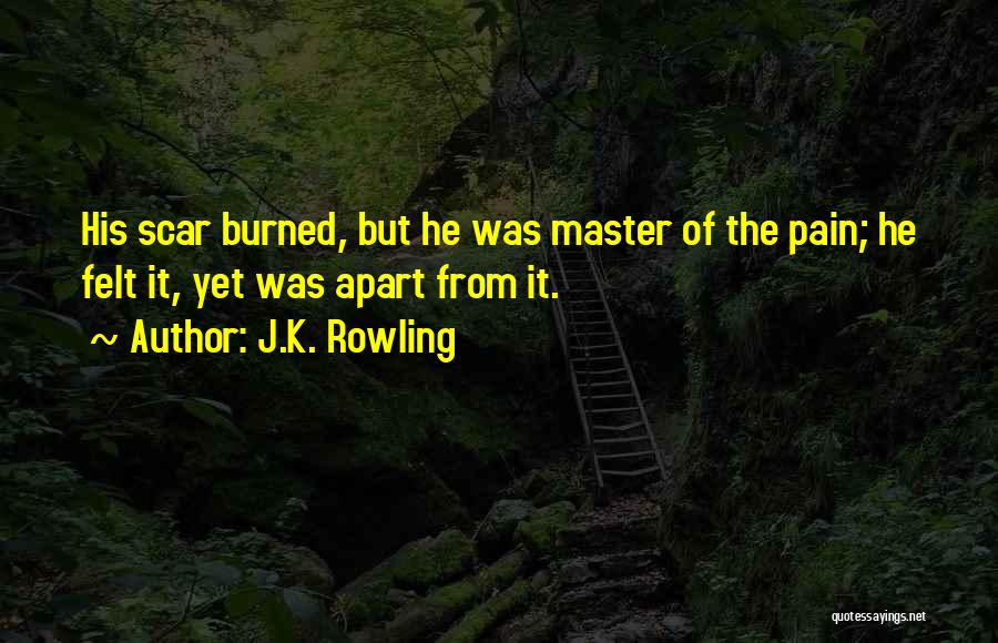 J.K. Rowling Quotes: His Scar Burned, But He Was Master Of The Pain; He Felt It, Yet Was Apart From It.