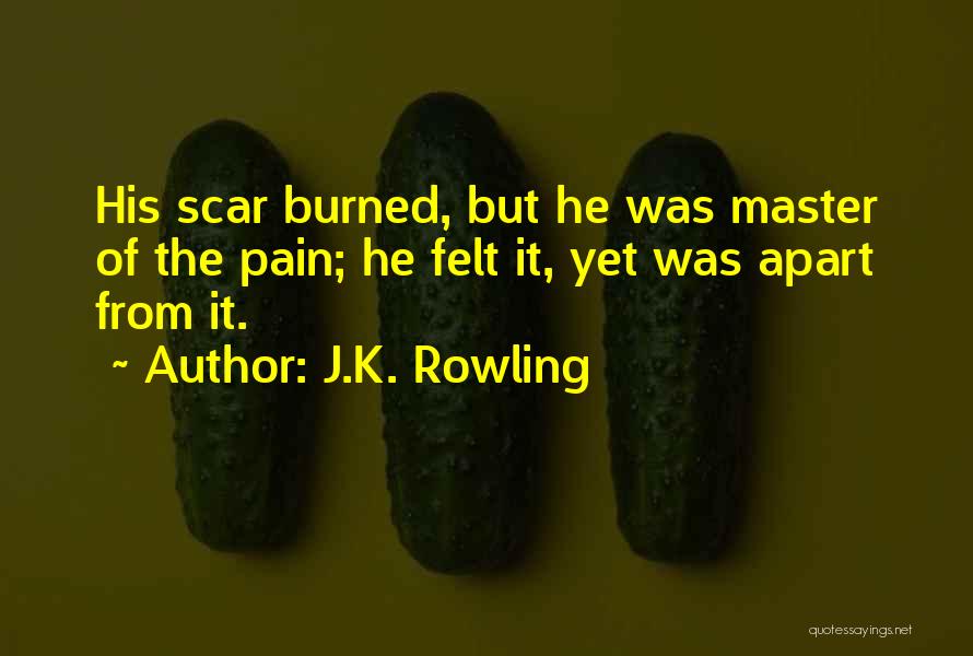 J.K. Rowling Quotes: His Scar Burned, But He Was Master Of The Pain; He Felt It, Yet Was Apart From It.