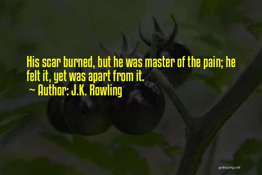 J.K. Rowling Quotes: His Scar Burned, But He Was Master Of The Pain; He Felt It, Yet Was Apart From It.