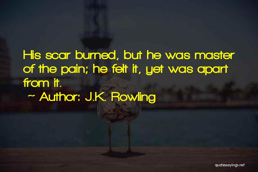 J.K. Rowling Quotes: His Scar Burned, But He Was Master Of The Pain; He Felt It, Yet Was Apart From It.