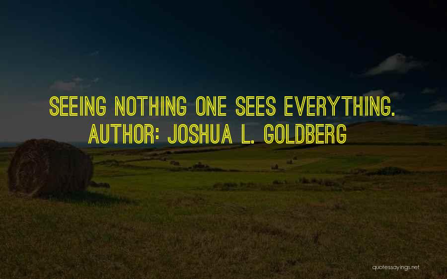 Joshua L. Goldberg Quotes: Seeing Nothing One Sees Everything.