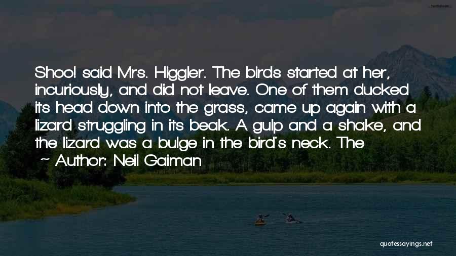 Neil Gaiman Quotes: Shoo! Said Mrs. Higgler. The Birds Started At Her, Incuriously, And Did Not Leave. One Of Them Ducked Its Head