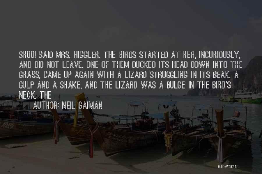 Neil Gaiman Quotes: Shoo! Said Mrs. Higgler. The Birds Started At Her, Incuriously, And Did Not Leave. One Of Them Ducked Its Head