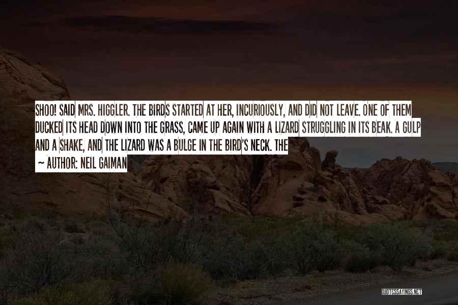 Neil Gaiman Quotes: Shoo! Said Mrs. Higgler. The Birds Started At Her, Incuriously, And Did Not Leave. One Of Them Ducked Its Head