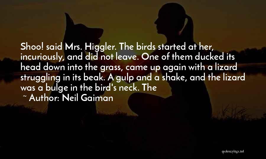 Neil Gaiman Quotes: Shoo! Said Mrs. Higgler. The Birds Started At Her, Incuriously, And Did Not Leave. One Of Them Ducked Its Head