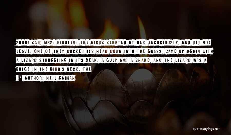 Neil Gaiman Quotes: Shoo! Said Mrs. Higgler. The Birds Started At Her, Incuriously, And Did Not Leave. One Of Them Ducked Its Head