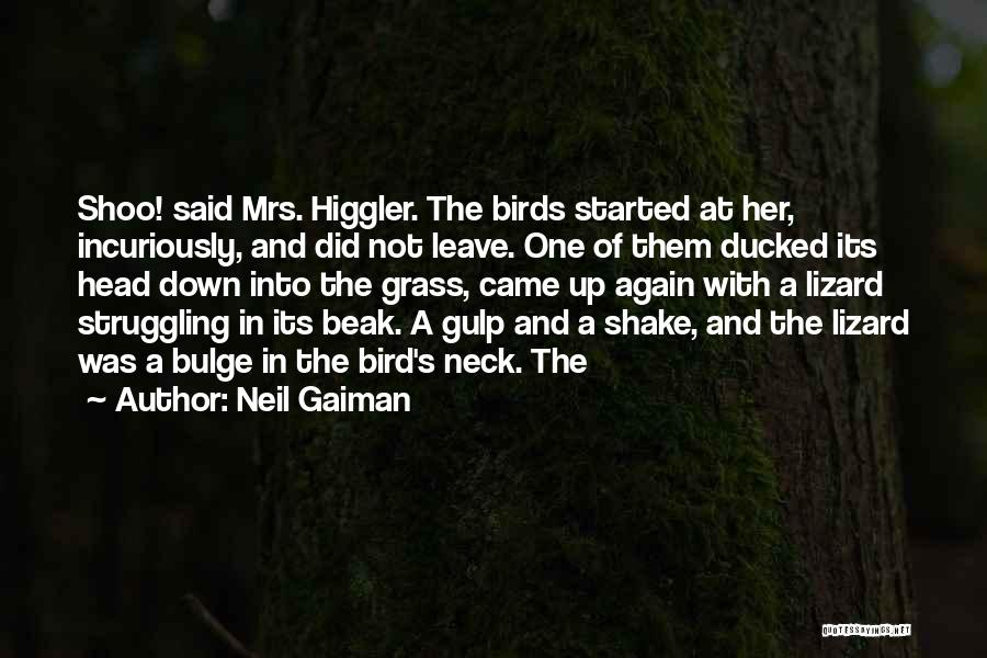 Neil Gaiman Quotes: Shoo! Said Mrs. Higgler. The Birds Started At Her, Incuriously, And Did Not Leave. One Of Them Ducked Its Head