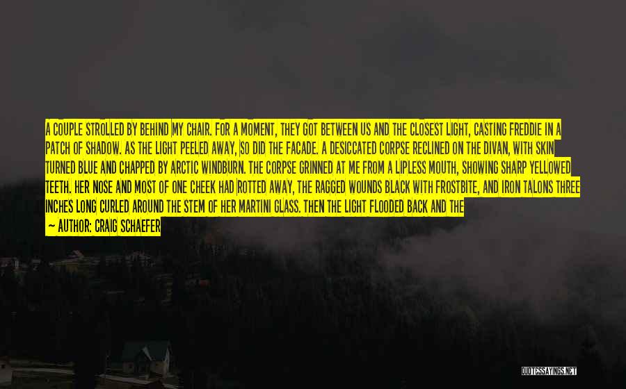 Craig Schaefer Quotes: A Couple Strolled By Behind My Chair. For A Moment, They Got Between Us And The Closest Light, Casting Freddie