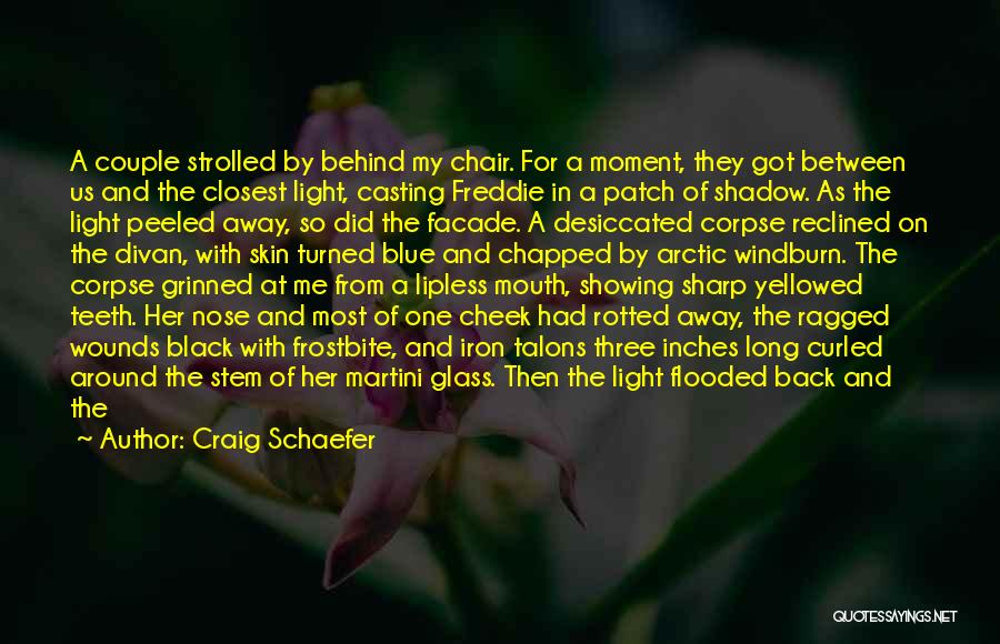 Craig Schaefer Quotes: A Couple Strolled By Behind My Chair. For A Moment, They Got Between Us And The Closest Light, Casting Freddie