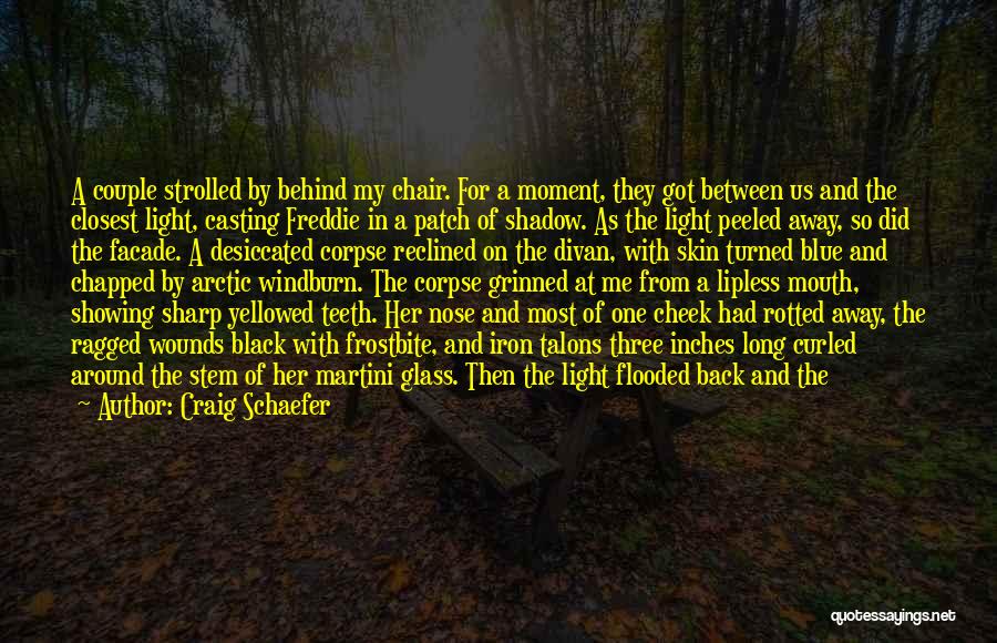 Craig Schaefer Quotes: A Couple Strolled By Behind My Chair. For A Moment, They Got Between Us And The Closest Light, Casting Freddie