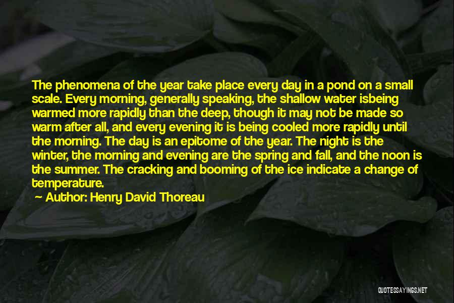 Henry David Thoreau Quotes: The Phenomena Of The Year Take Place Every Day In A Pond On A Small Scale. Every Morning, Generally Speaking,