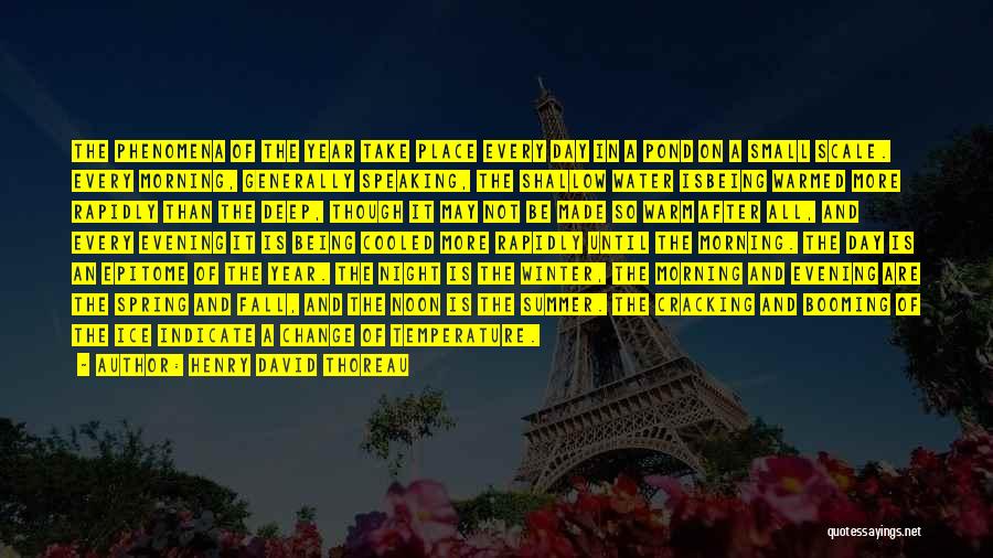Henry David Thoreau Quotes: The Phenomena Of The Year Take Place Every Day In A Pond On A Small Scale. Every Morning, Generally Speaking,