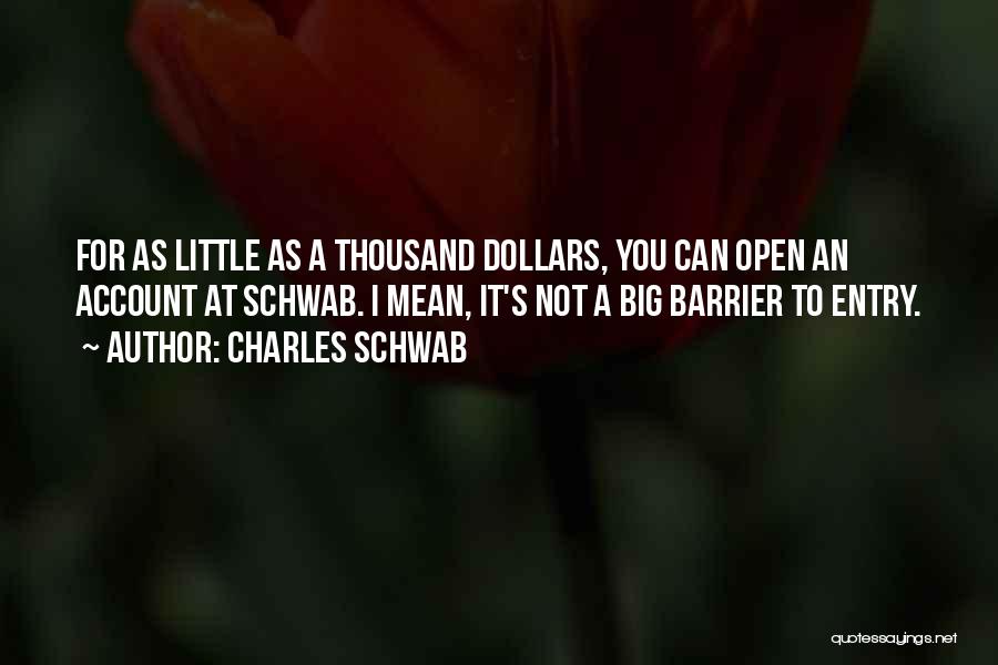 Charles Schwab Quotes: For As Little As A Thousand Dollars, You Can Open An Account At Schwab. I Mean, It's Not A Big