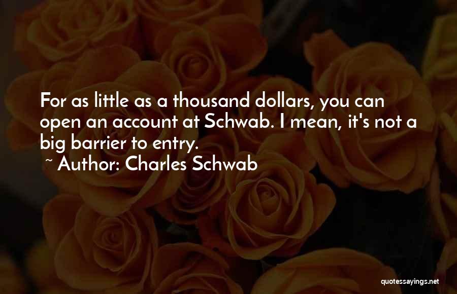 Charles Schwab Quotes: For As Little As A Thousand Dollars, You Can Open An Account At Schwab. I Mean, It's Not A Big