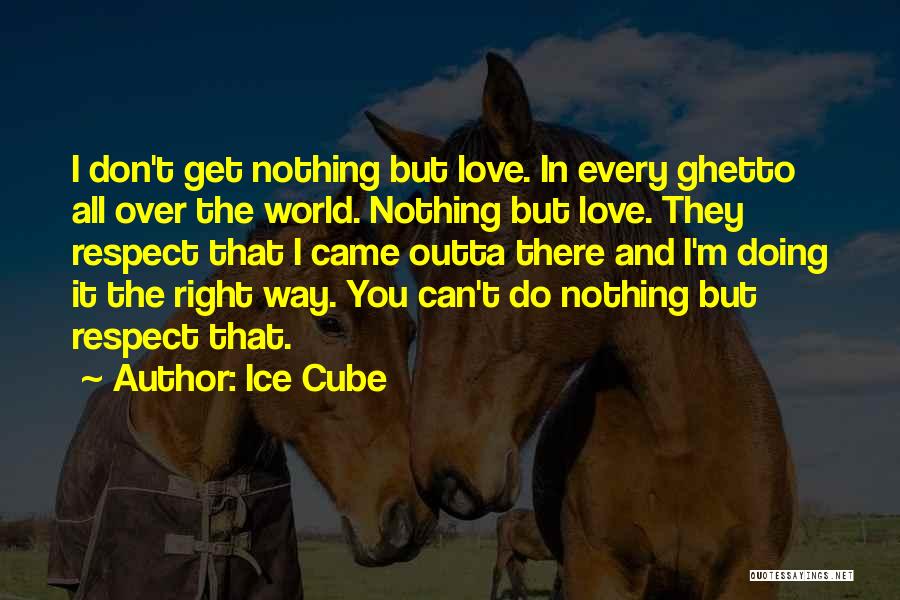 Ice Cube Quotes: I Don't Get Nothing But Love. In Every Ghetto All Over The World. Nothing But Love. They Respect That I