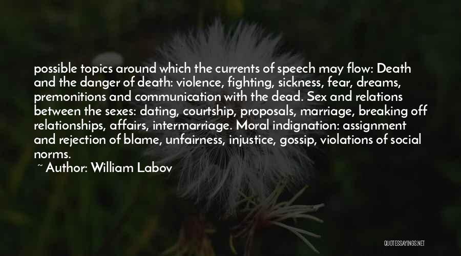 William Labov Quotes: Possible Topics Around Which The Currents Of Speech May Flow: Death And The Danger Of Death: Violence, Fighting, Sickness, Fear,