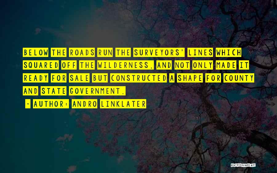 Andro Linklater Quotes: Below The Roads Run The Surveyors' Lines Which Squared Off The Wilderness, And Not Only Made It Ready For Sale