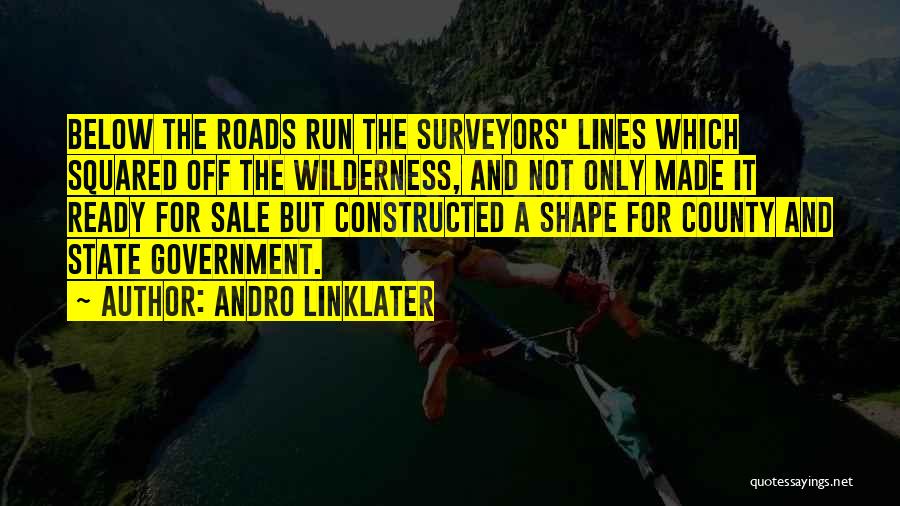 Andro Linklater Quotes: Below The Roads Run The Surveyors' Lines Which Squared Off The Wilderness, And Not Only Made It Ready For Sale