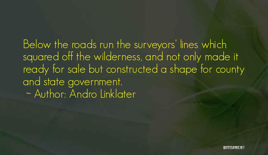 Andro Linklater Quotes: Below The Roads Run The Surveyors' Lines Which Squared Off The Wilderness, And Not Only Made It Ready For Sale