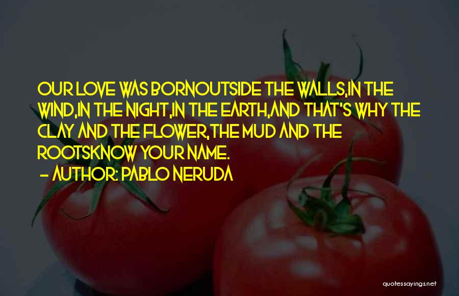 Pablo Neruda Quotes: Our Love Was Bornoutside The Walls,in The Wind,in The Night,in The Earth,and That's Why The Clay And The Flower,the Mud