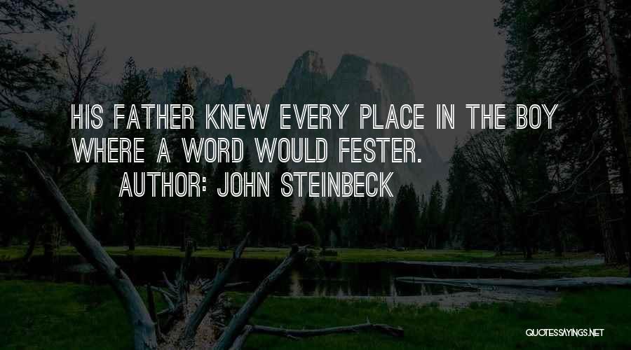 John Steinbeck Quotes: His Father Knew Every Place In The Boy Where A Word Would Fester.