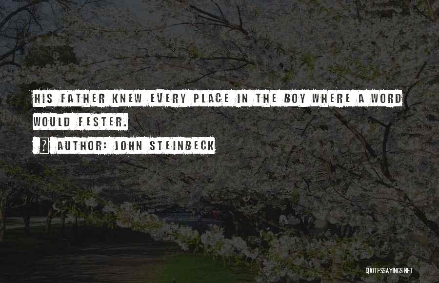 John Steinbeck Quotes: His Father Knew Every Place In The Boy Where A Word Would Fester.