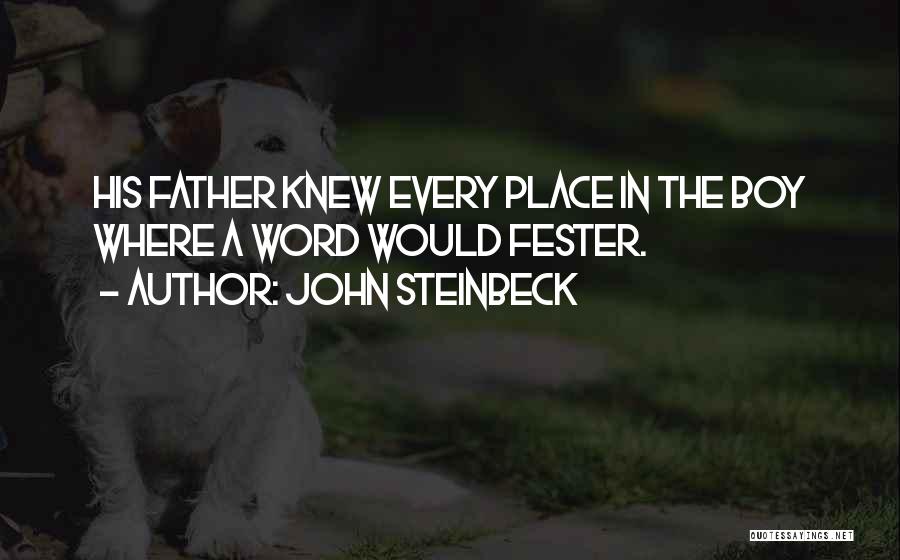 John Steinbeck Quotes: His Father Knew Every Place In The Boy Where A Word Would Fester.